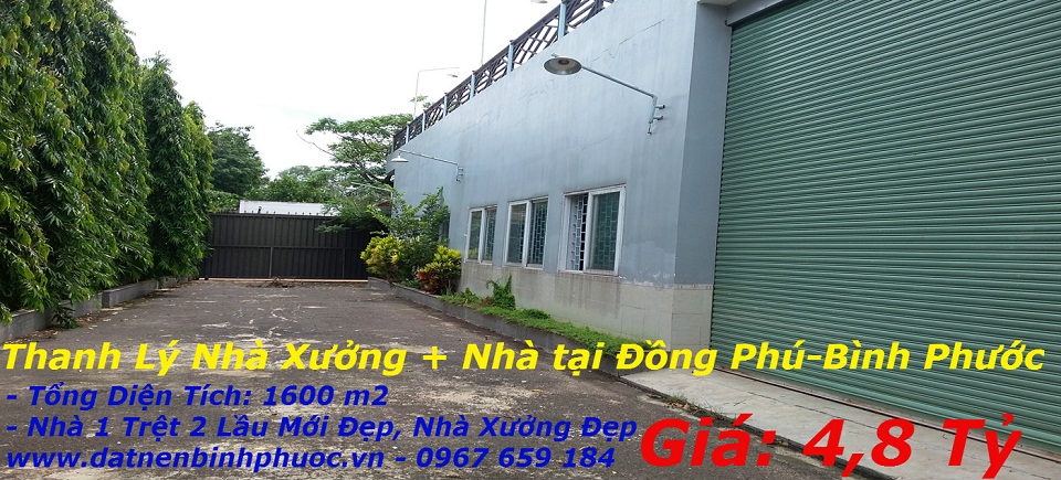Sang nhượng Nhà xưởng + Nhà đất tại Đồng Phú-Bình Phước